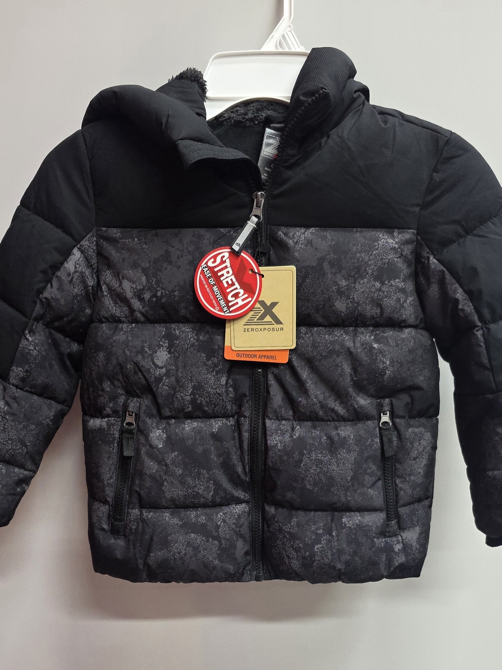 ZeroXposur Kids Black and Gray Puffer Jacket with Hood